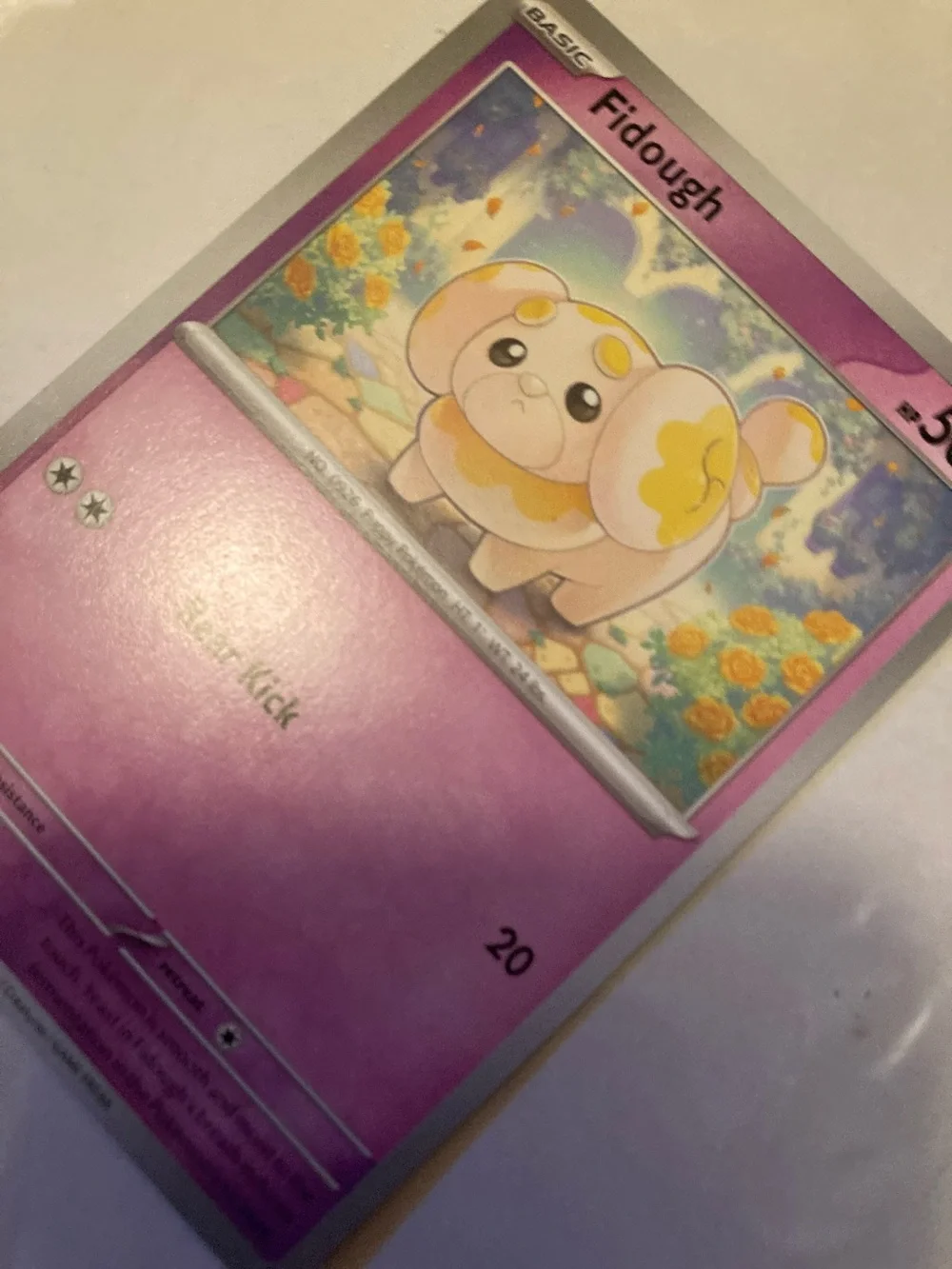 Pokemon Fidough Pink and Yellow Trading Card